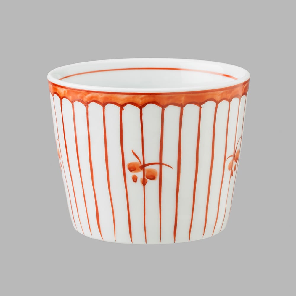 赤絵連子格子蝶文(大)