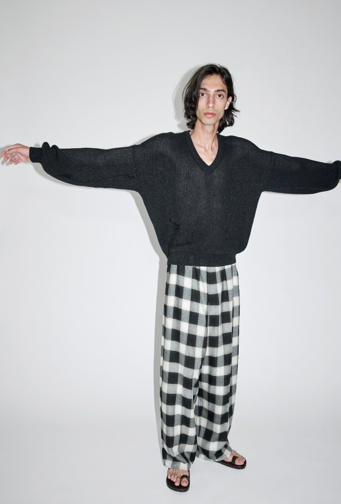 Cristaseya  [RIBBED V NECK DROPSHOULDER SWEATER]