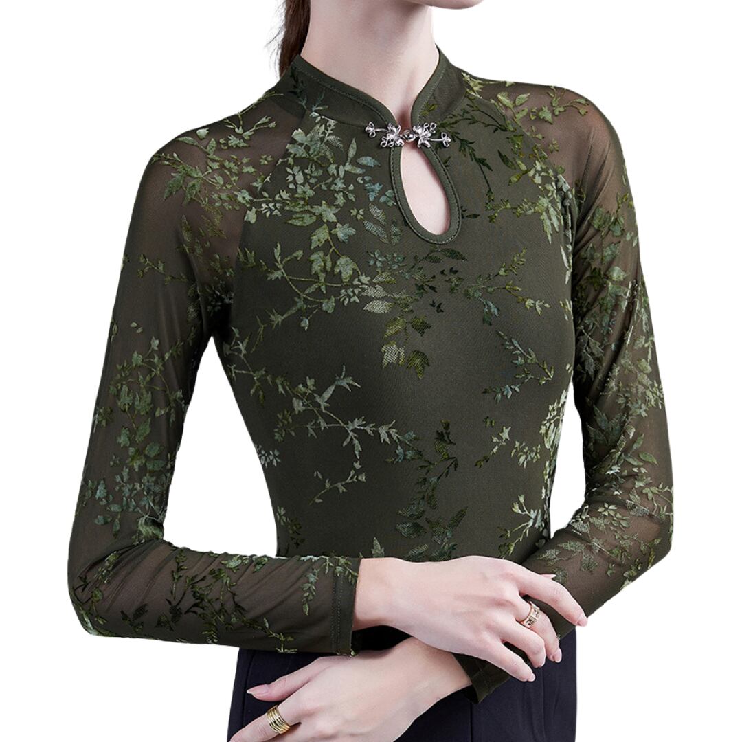 シアー フラワーデザイン トップス ds0898