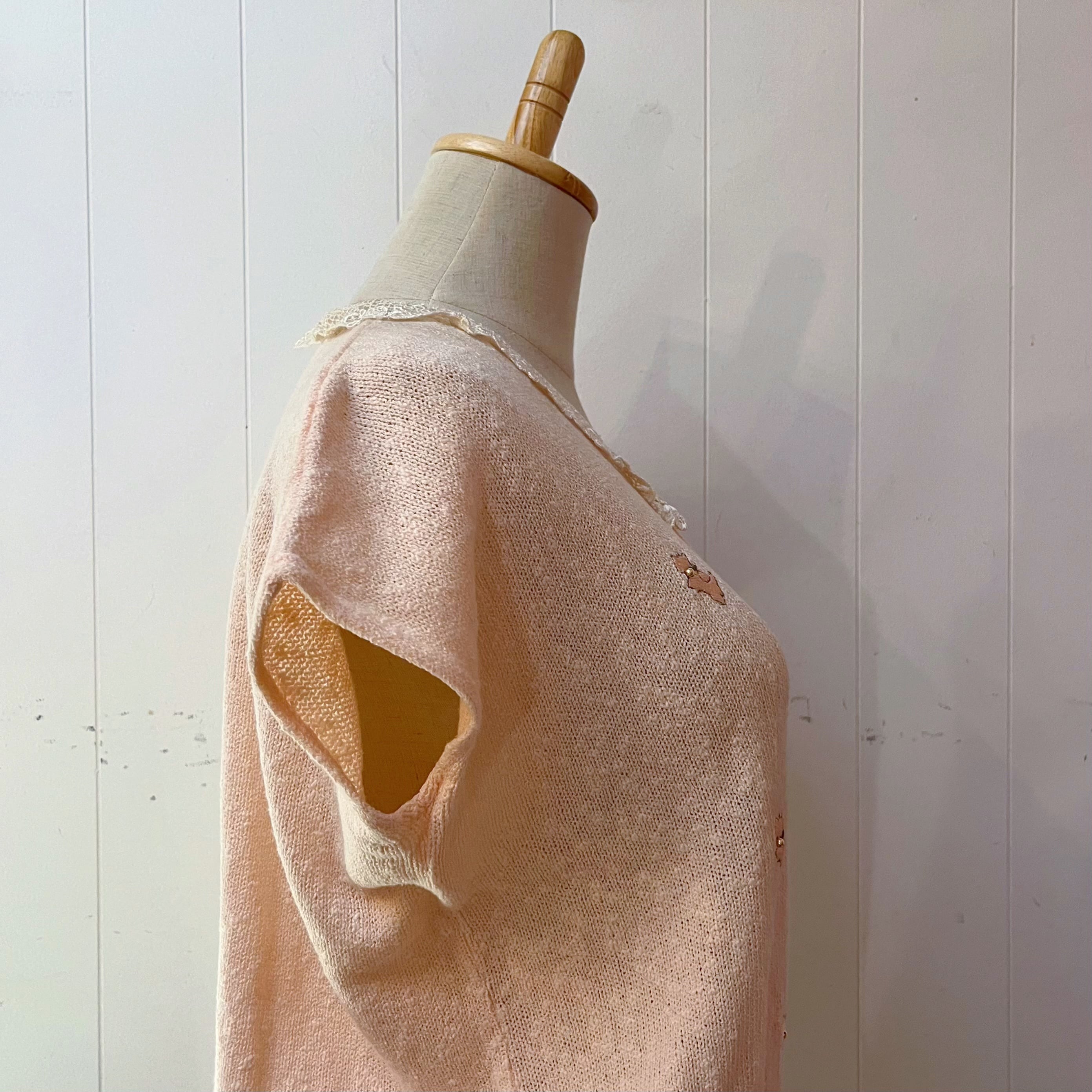 pink terrier lace collar summer knit