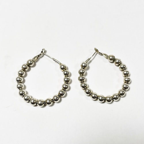 Vintage 925 Silver Beads Hoop Pirced Earrings