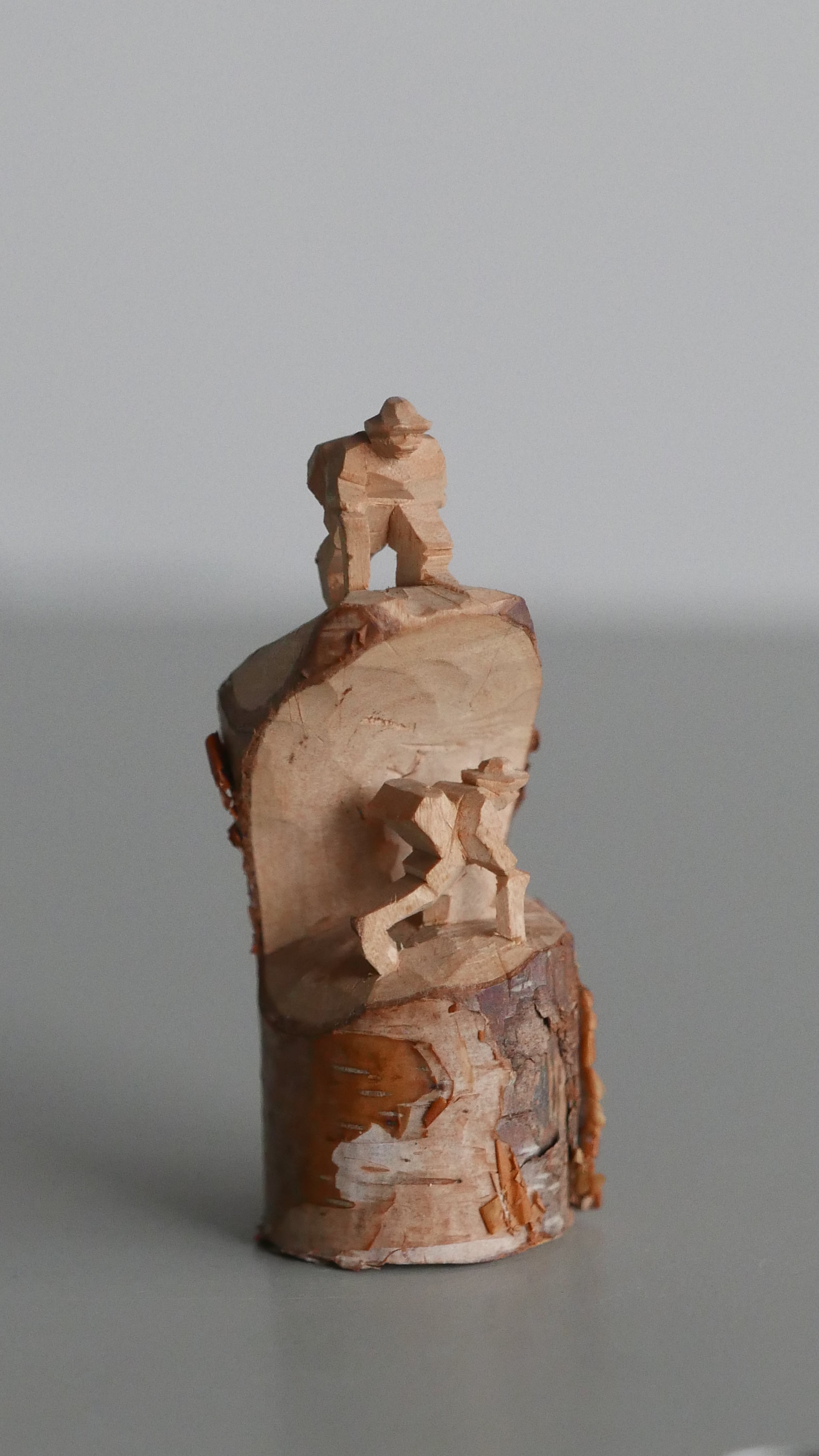 old japan 白樺の登山人形 " small , double "