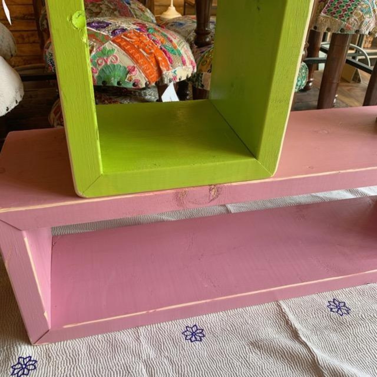 TOPANGA Furniture　カラフルウッドボックス　Lサイズ/ピンクA