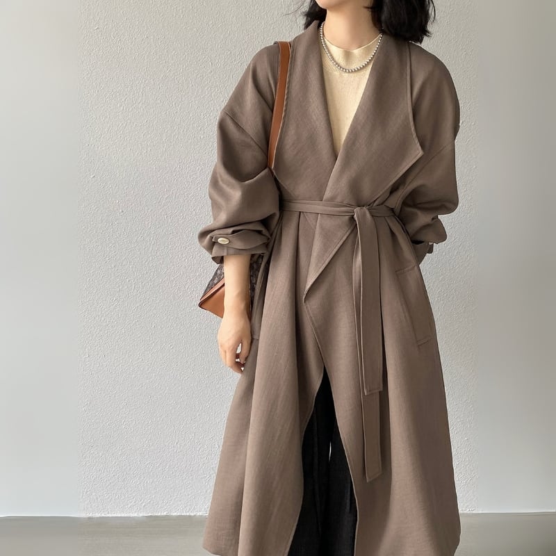 ramos ports ロングコート 厚手 ビッグ襟 ウエストベルト ウエストベルト ドロップショルダー ロングコート ◇2color 204400