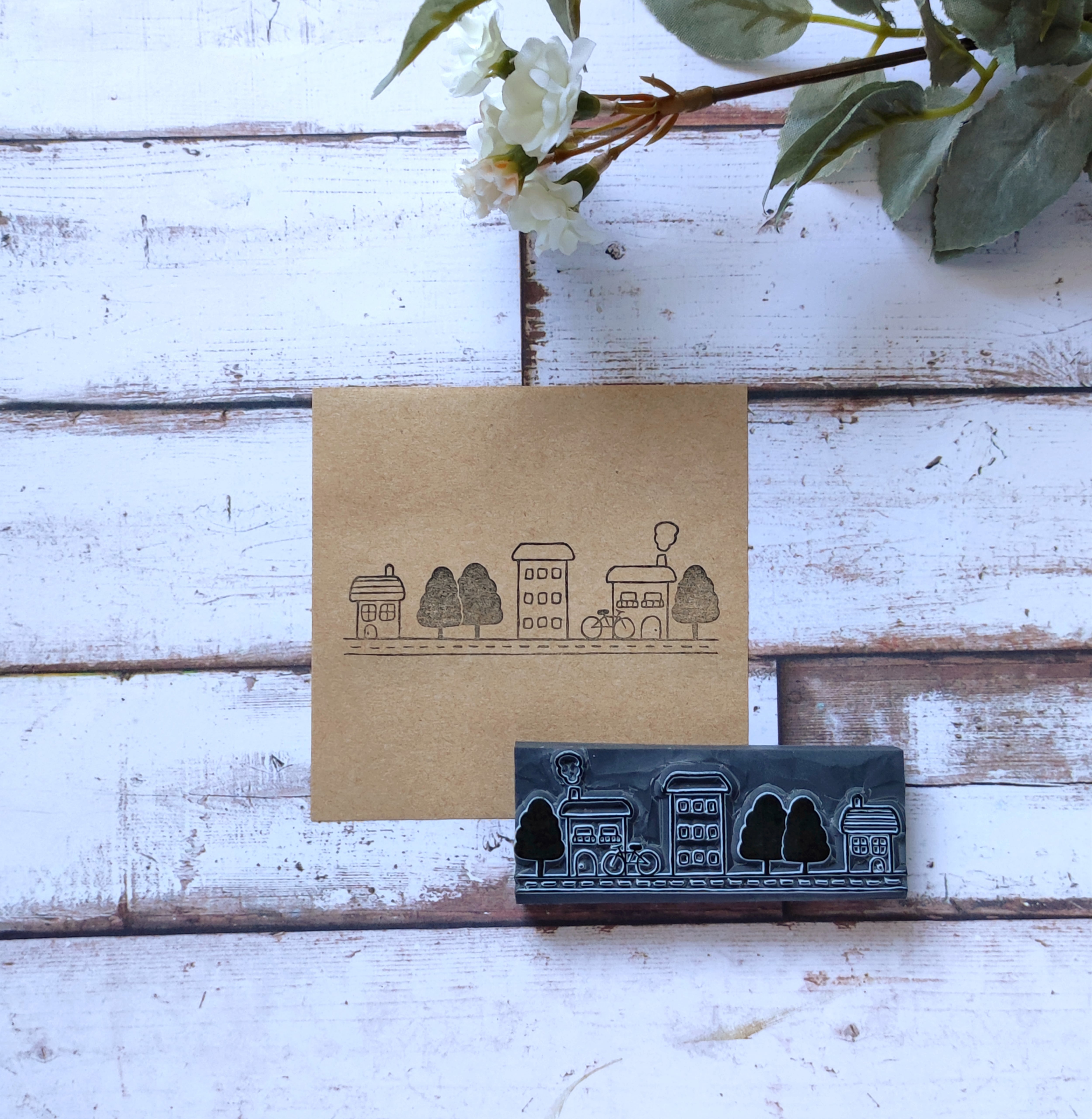 オーダーメイド 消しゴムはんこ つなげておせる町並みはんこ | こま