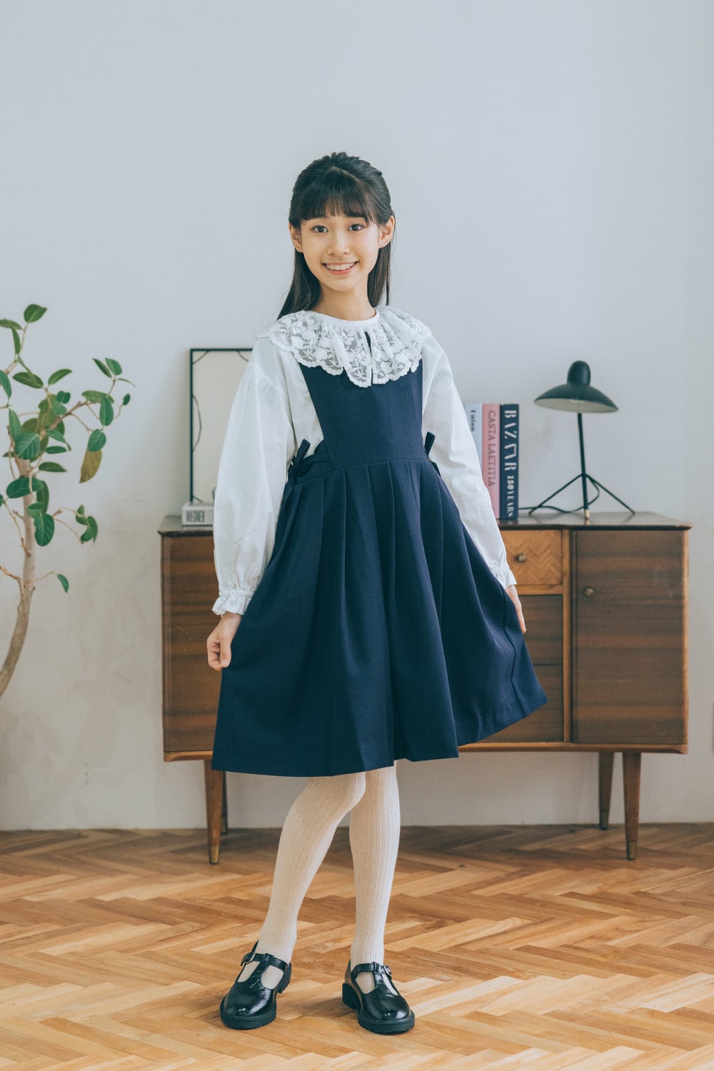 サイドリボンジャンパースカート<Navy> | Coquette