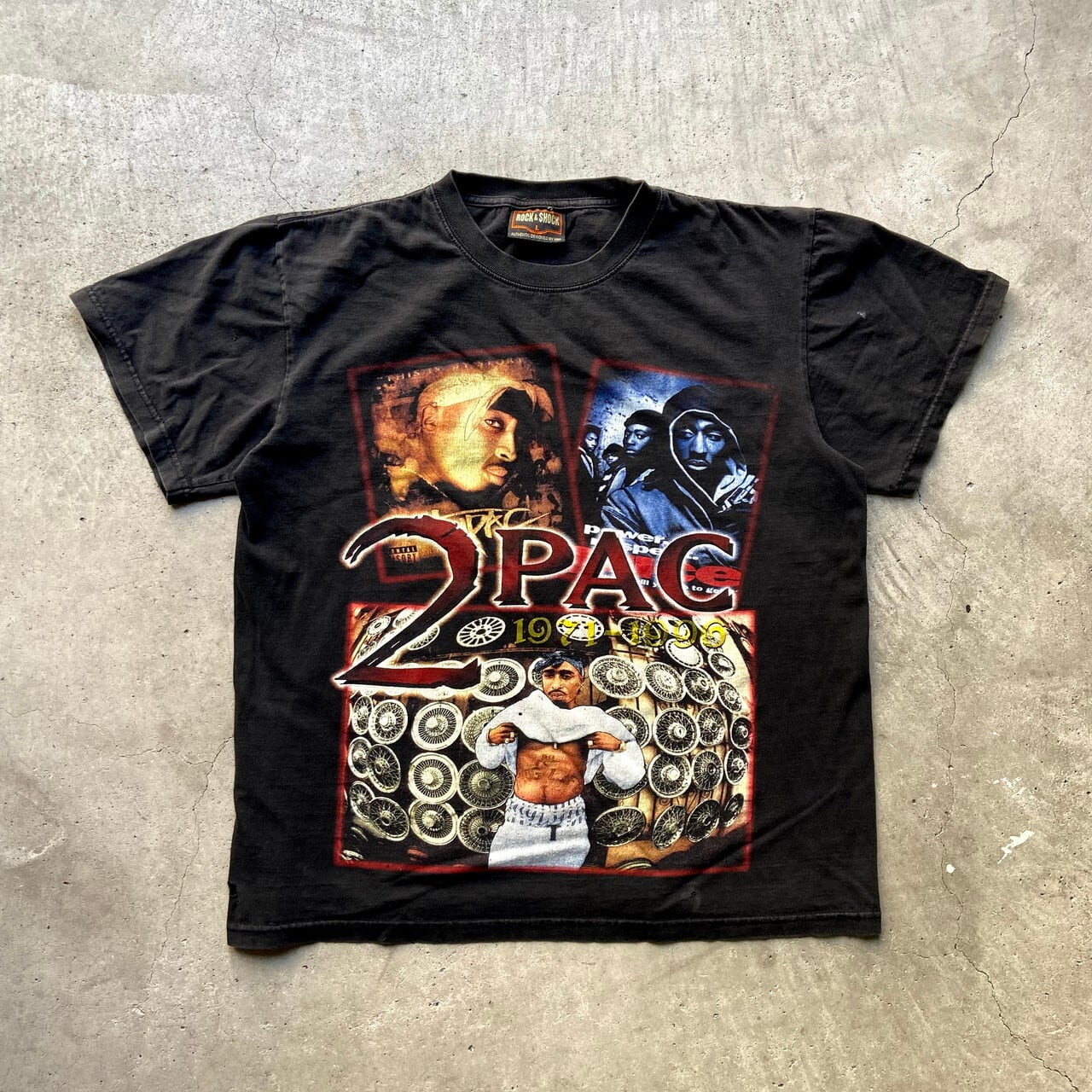 755センチ身幅VINTAGE ヴィンテージ 90s The Planet Inc 2pac Tupac ザ プラネットインク ツーパック 半袖Tシャツ ラップT ブラック