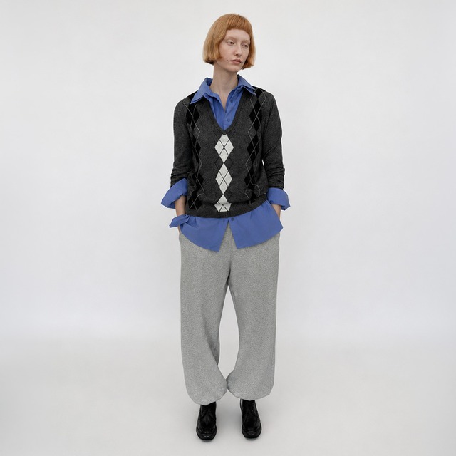 Compact argyle knit top A00120