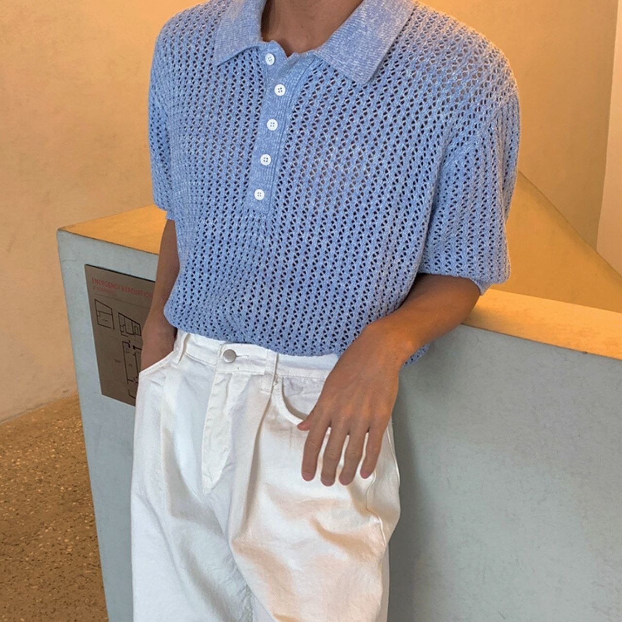 ルーズカラーニットポロシャツ　MT0080438