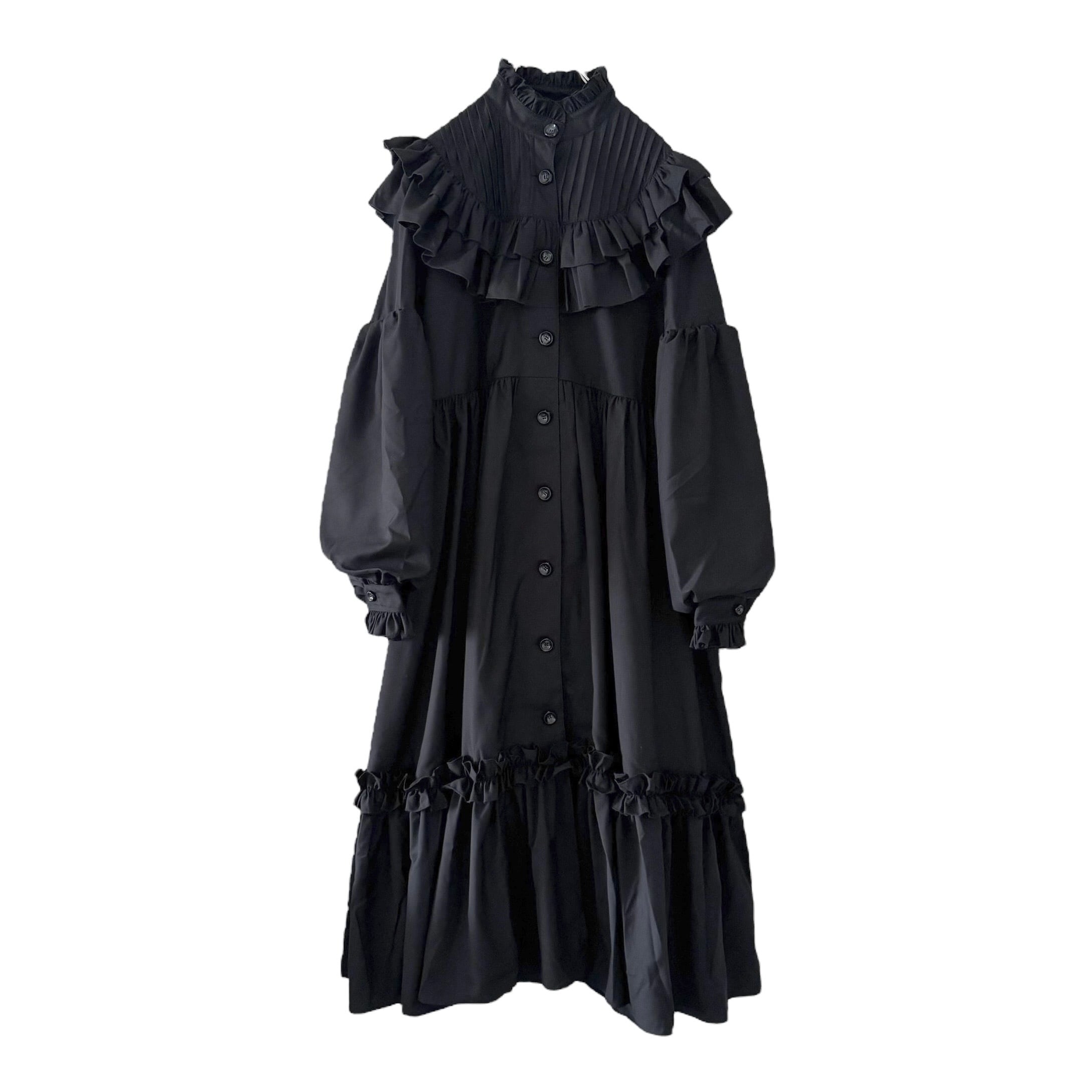 ヨークフリルワンピース BLACK
