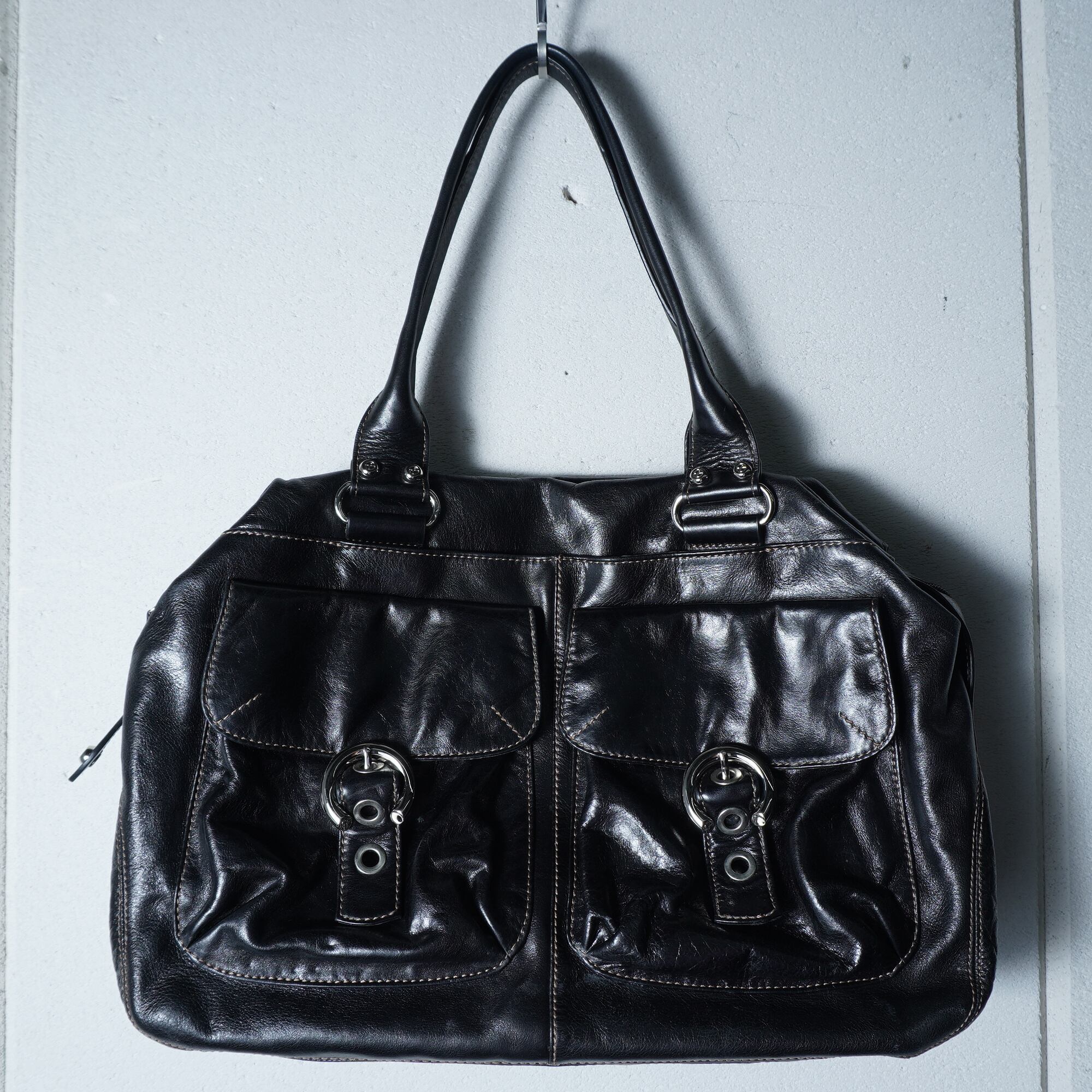 美品】BIASIA レザーショルダーバッグ黒 y2k フランチェスコビアジア 