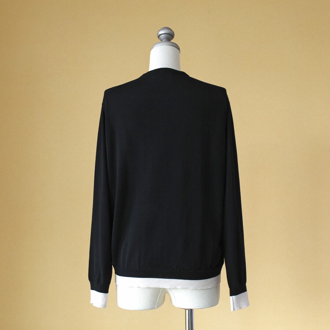 atelier naruse アトリエナルセ コットンシルククルーネックニットカーディガン・ブラック