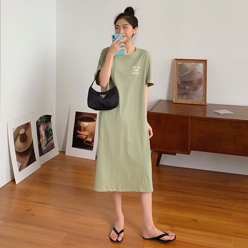 2020年夏の新しい女性カジュアルルーズルーズで薄いスプリットミドル丈スカートワイルドウエスト気質ドレス 1号婦人85047951091