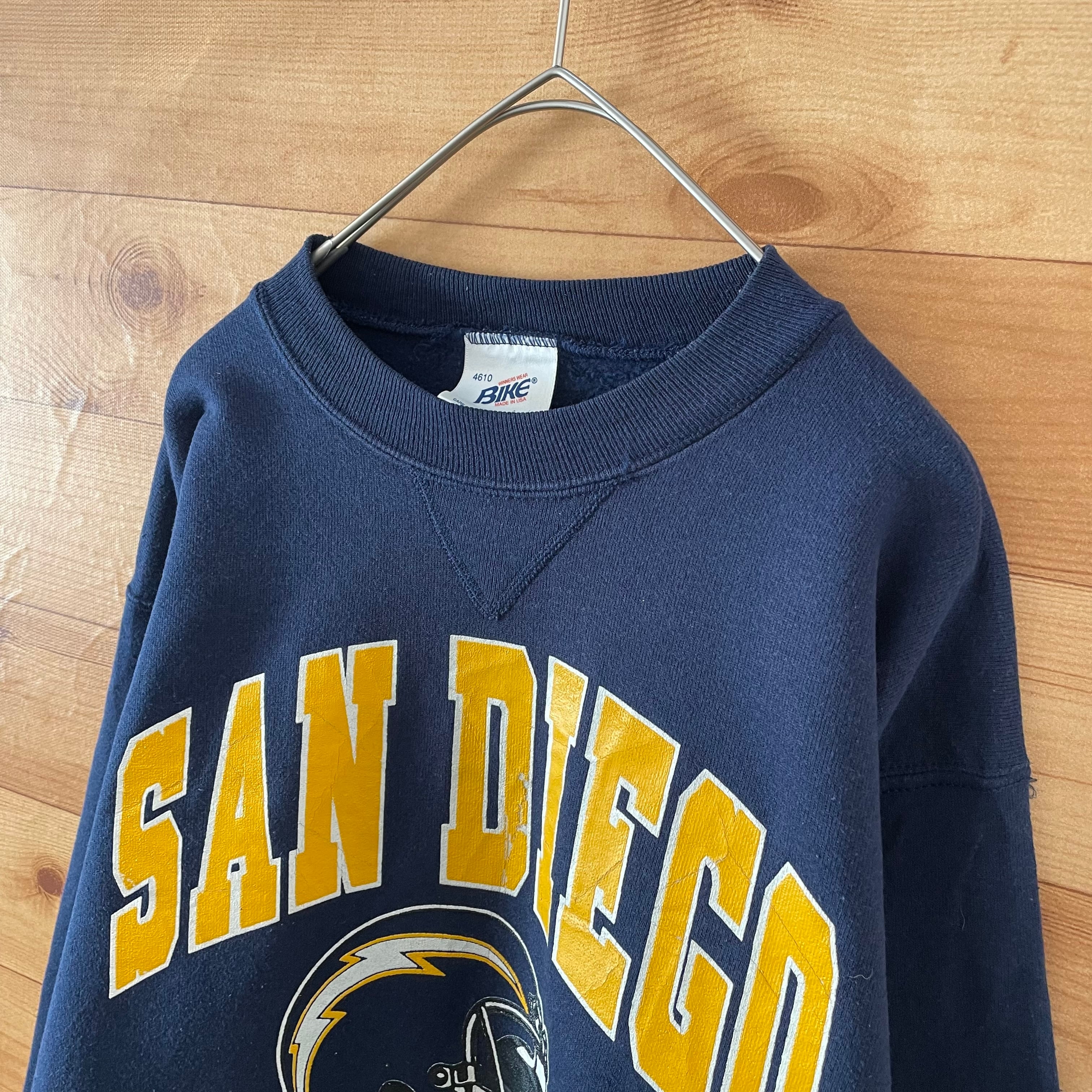 BIKE】90s USA製 NFL San Diego Chargers アーチロゴ プリント