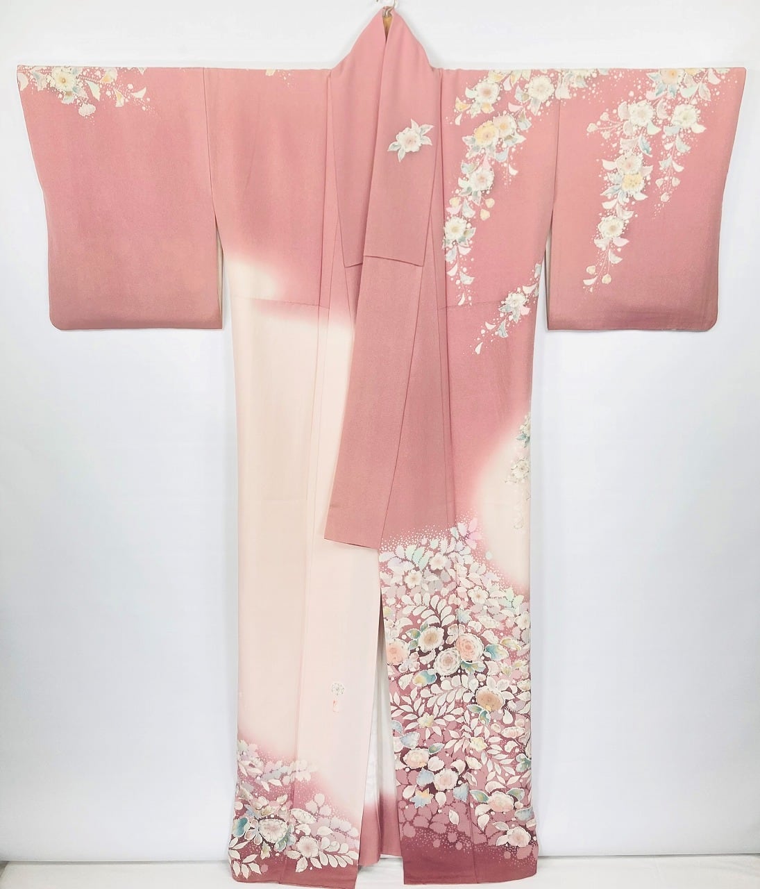 作家物 辻が花 落款 訪問着 正絹 聴色 ピンク 紫 白 1025 | kimono Re ...