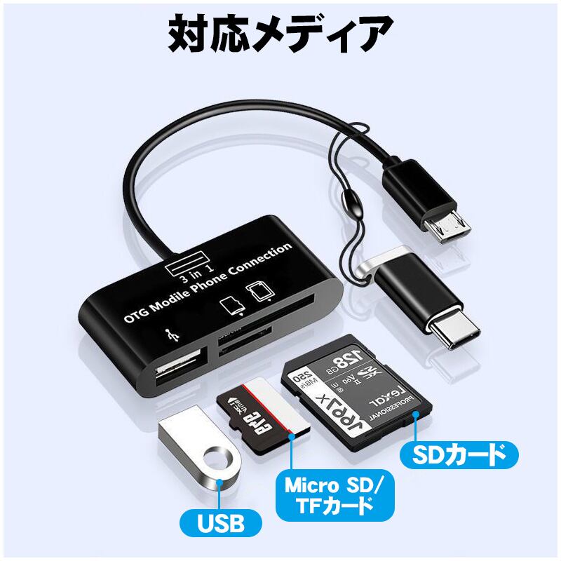 変換アダプター タイプc SDカードリーダー  USB Android Mac