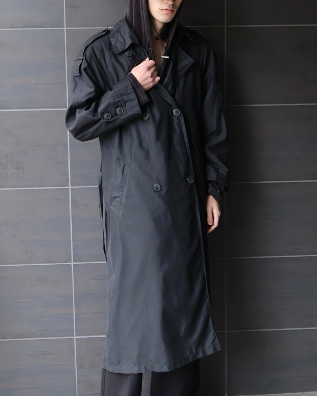 Nylon-like trench long coat