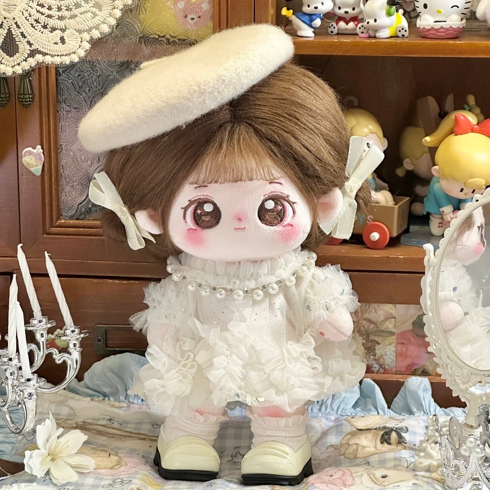 20cmぬい服】ベレー帽ドレスコーデ 着せ替えぬいぐるみ 棉花娃娃用お