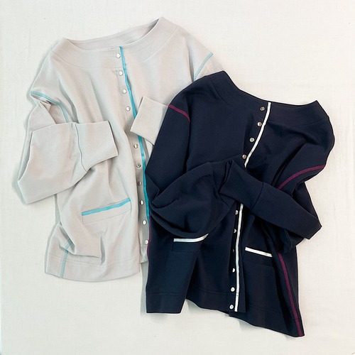 ミニ裏毛ラインボックスカーデ