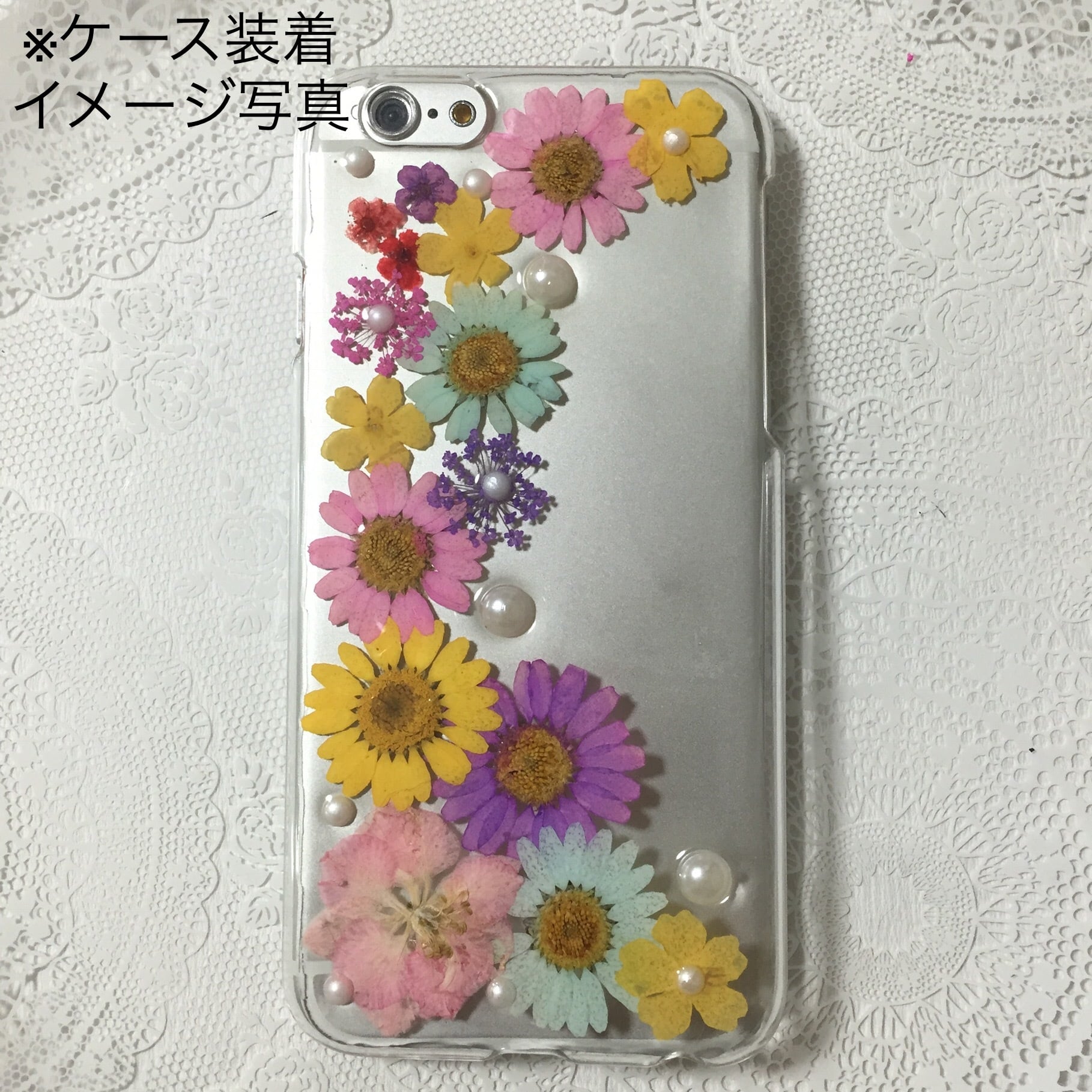 全機種対応 押し花スマホケース 押し花ケース 押し花手帳型ケース