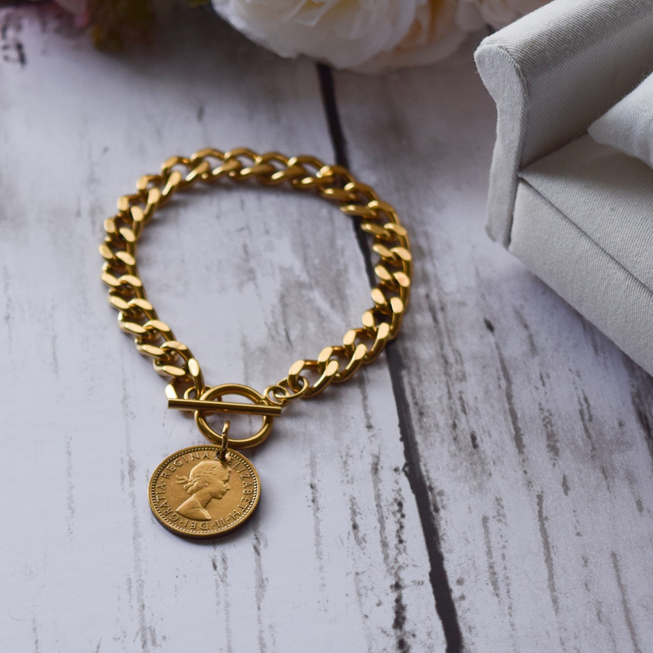 シックスペンス コインブレスレット（ゴールド）