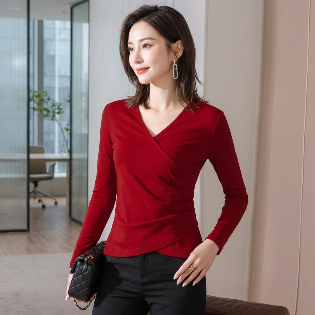 クロス V ネックボトリングシャツ(2color) A0734