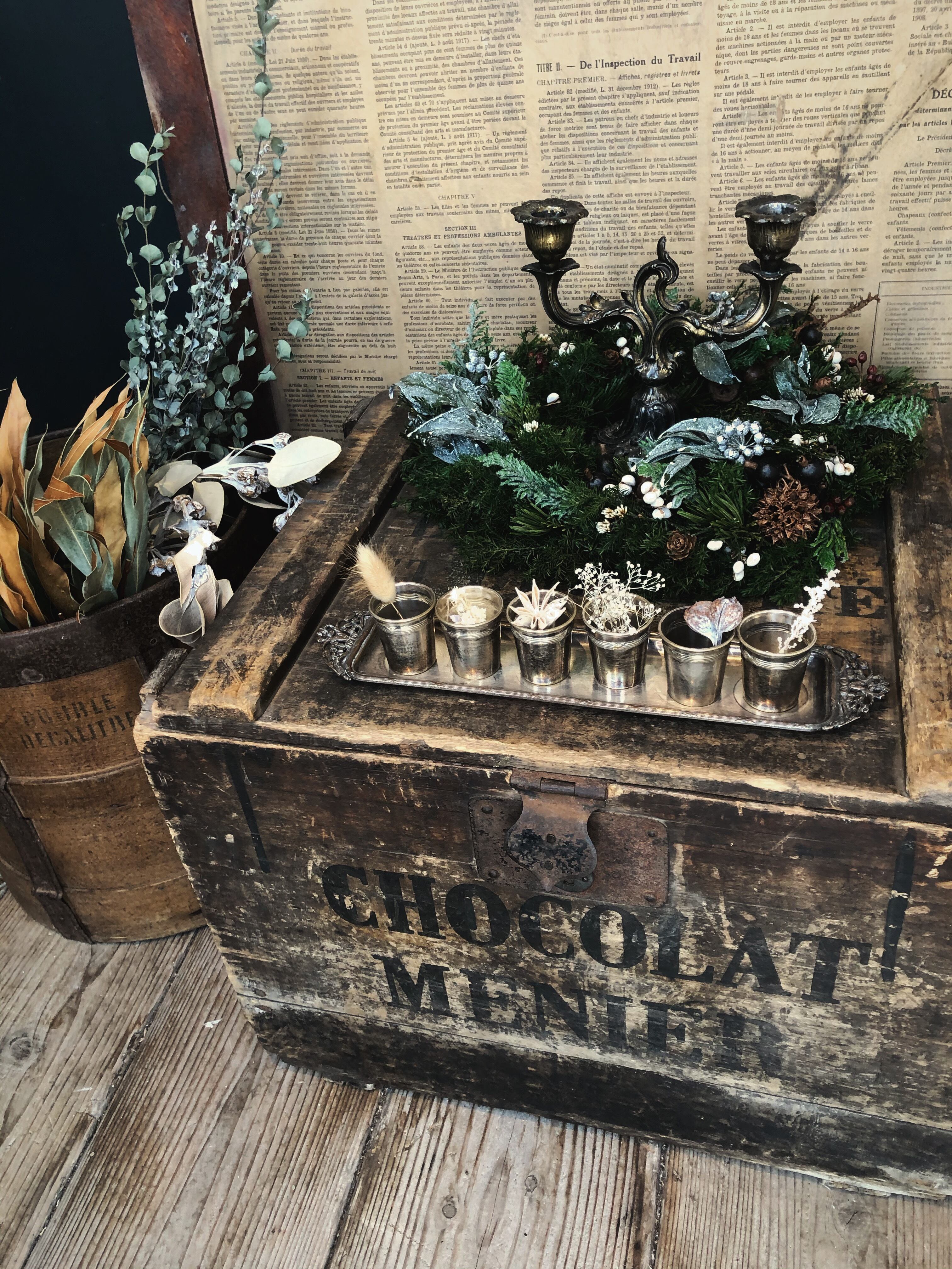 フランスアンティークトレイ付きリキュールカップセットセット | Brocante de La Cocotte  （フランスアンティーク・ドライフラワーのお店）