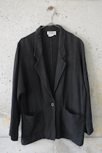 Black Linen Single-Breasted Jacket