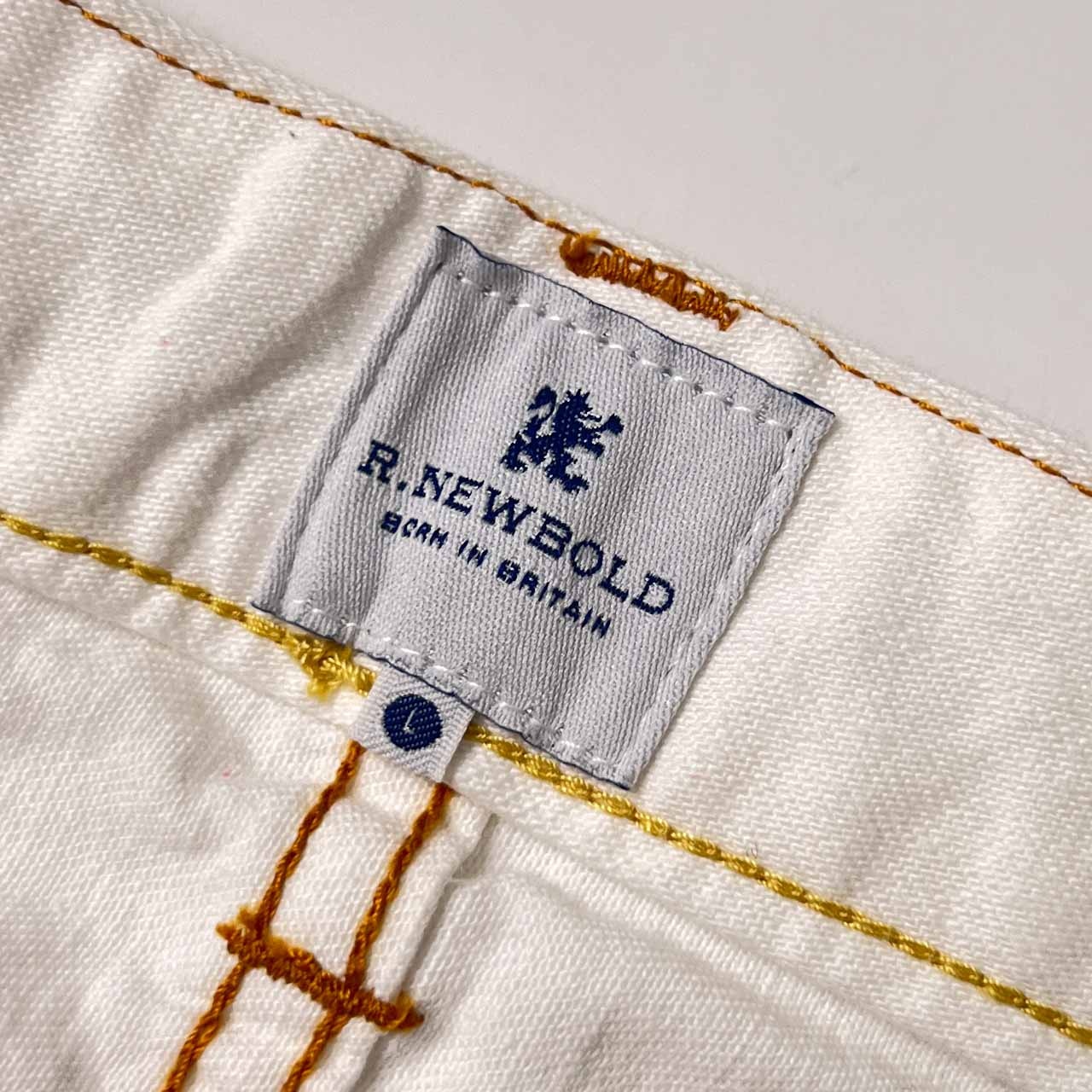 R.NEWBOLD アールニューボールド 革ラベル デニムパンツ カラーパンツ L/ホワイト メンズ