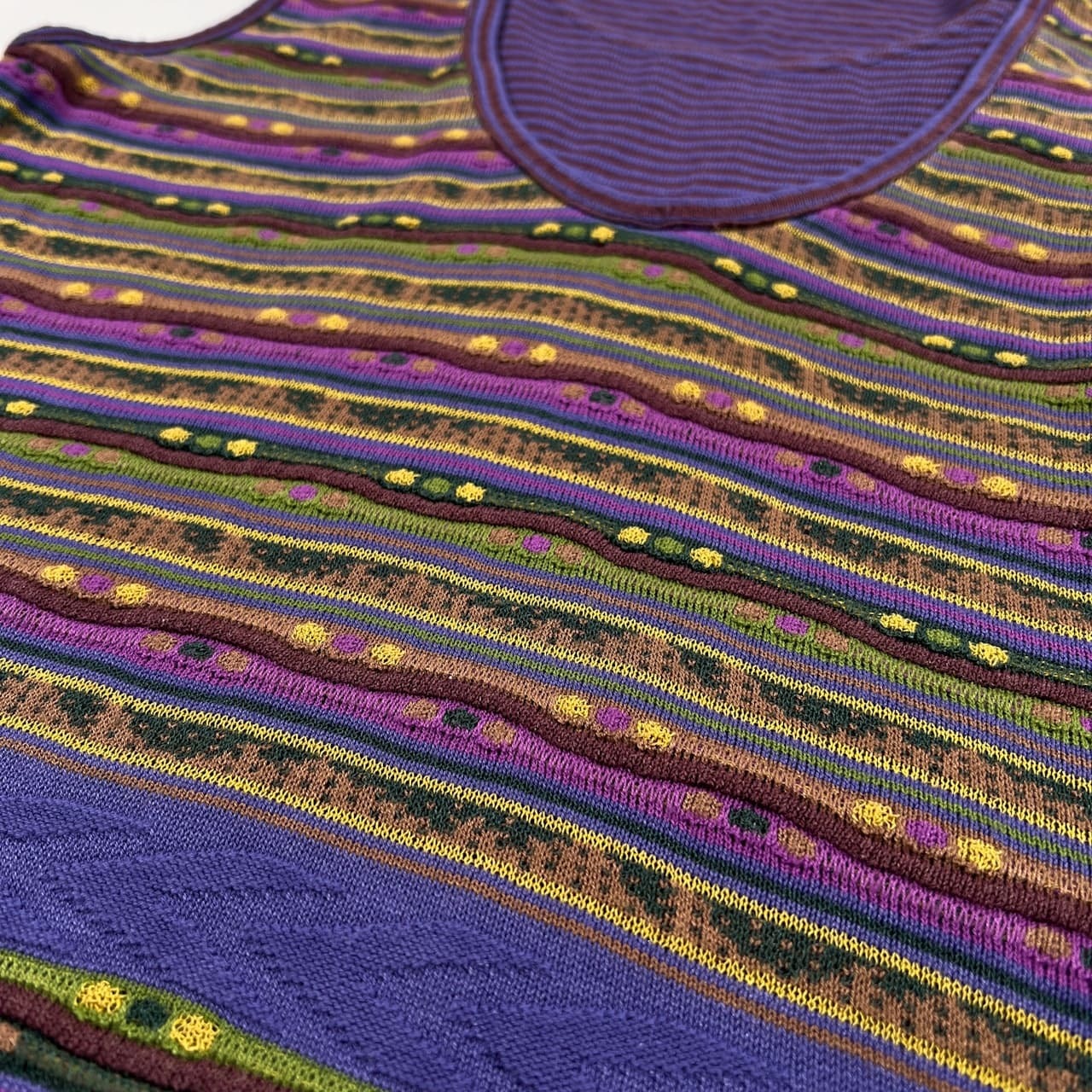 CATHERINE ANDRE カトリーヌアンドレ ジャガード ノースリーブ ニット タンクトップ サイズ L /パープル系/フランス製