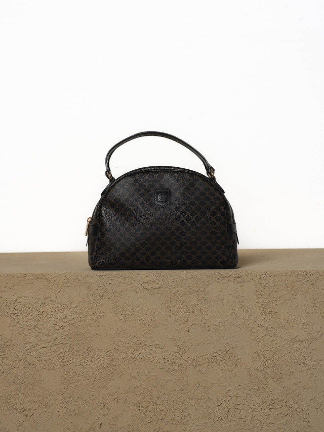 CELINE セリーヌ ブラック マカダム柄 半月型 ハンドバッグ