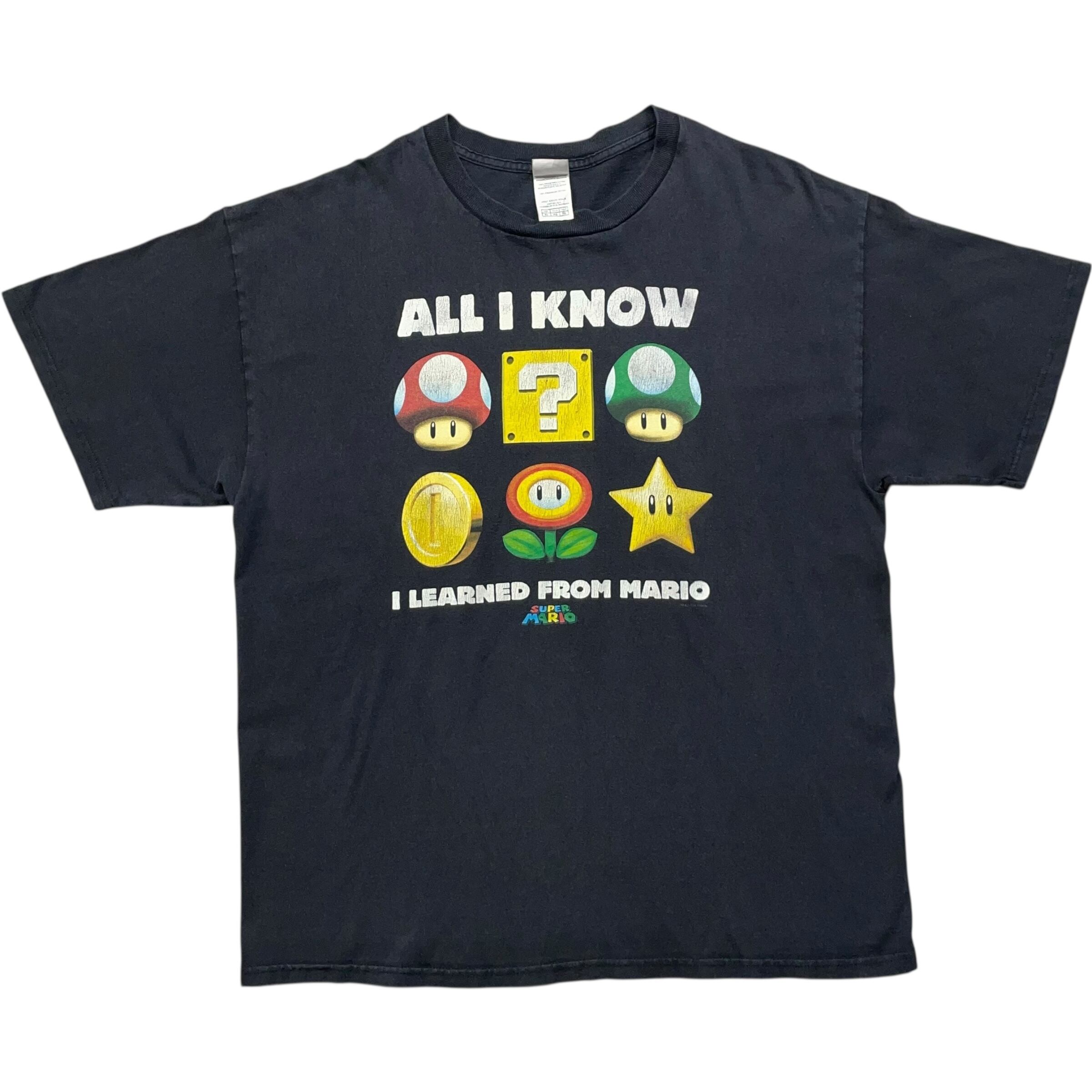 《XL》 DELTA PRO WEIGHT キャラクターTシャツ スーパーマリオ アイテム プリント ブラック no.7383