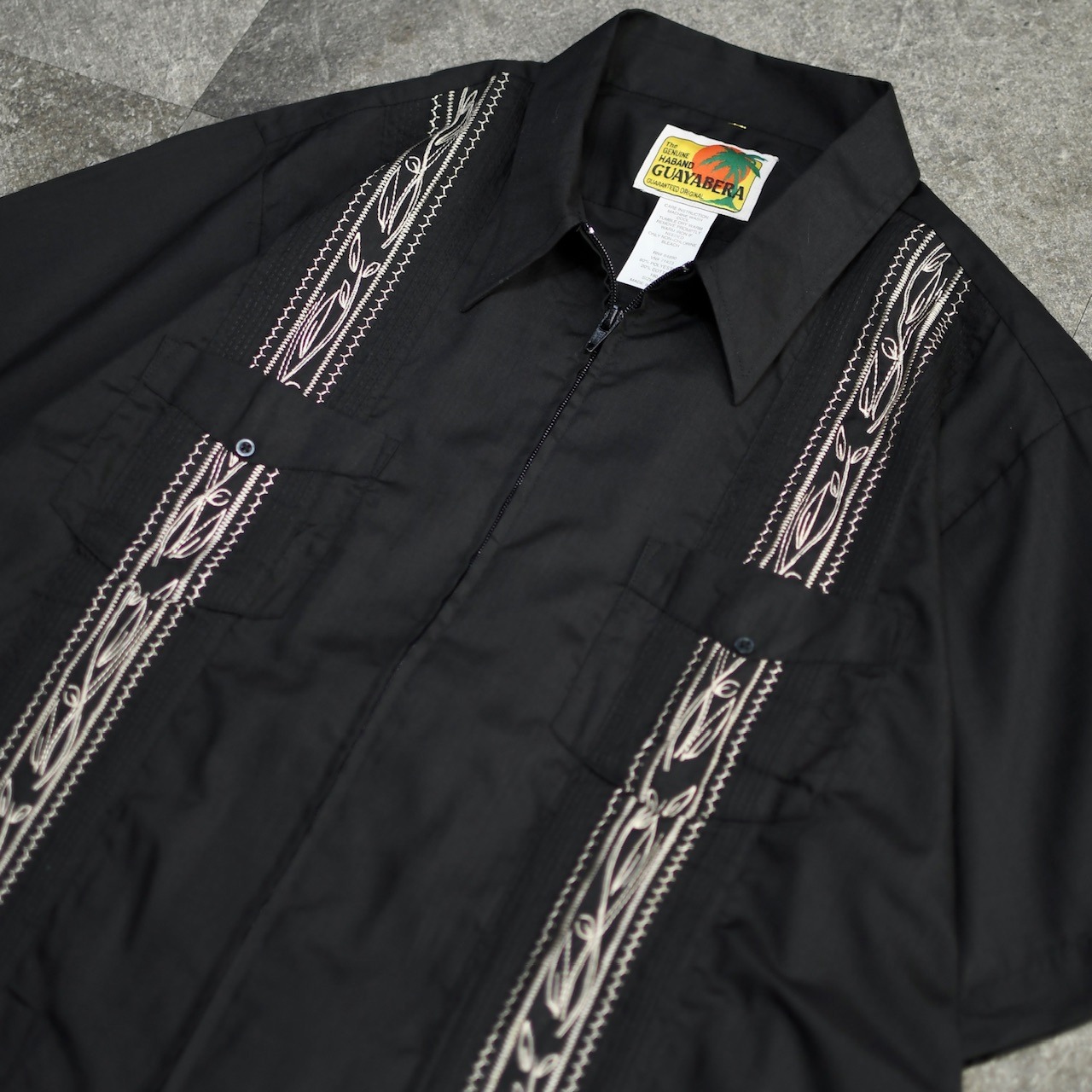 GUAYABERA zip up embroidery cuba shirt