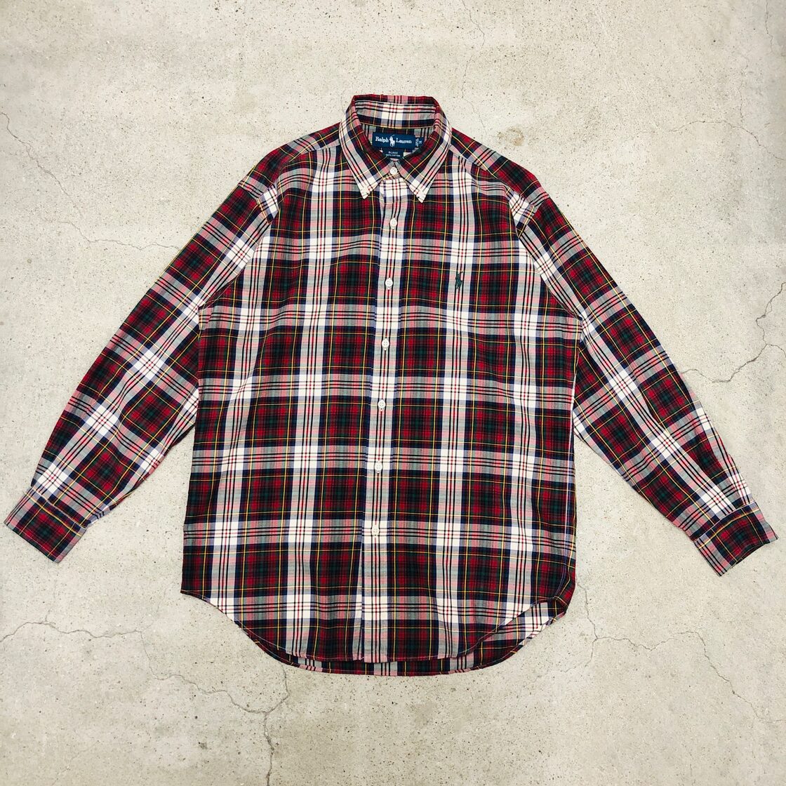 90～00 POLO RALPH LAUREN/Check BD L/S Shirt/BLAKE/M/香港製 