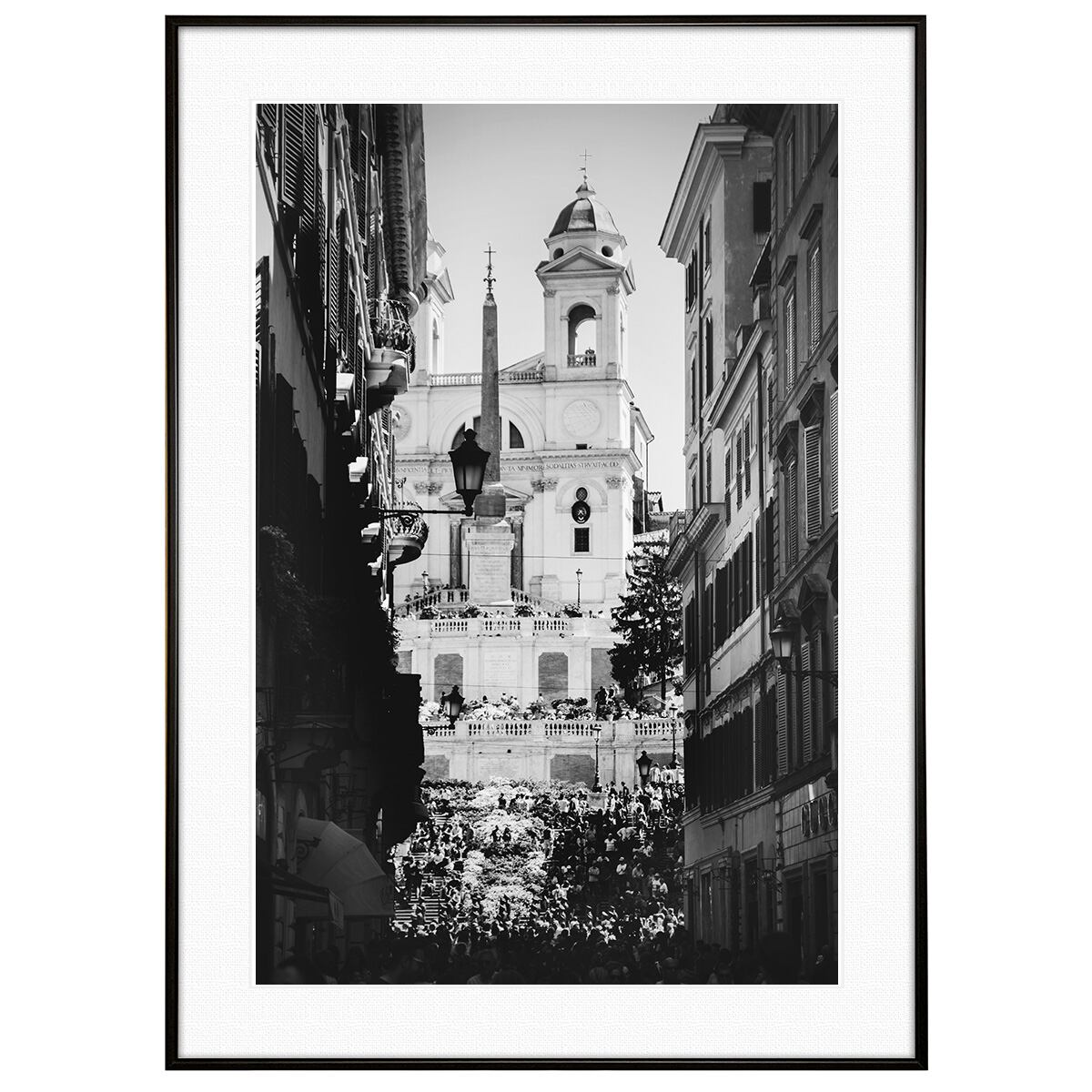 イタリア写真 ローマ スペイン広場 インテリアモノクロアートポスター額装 AS4054