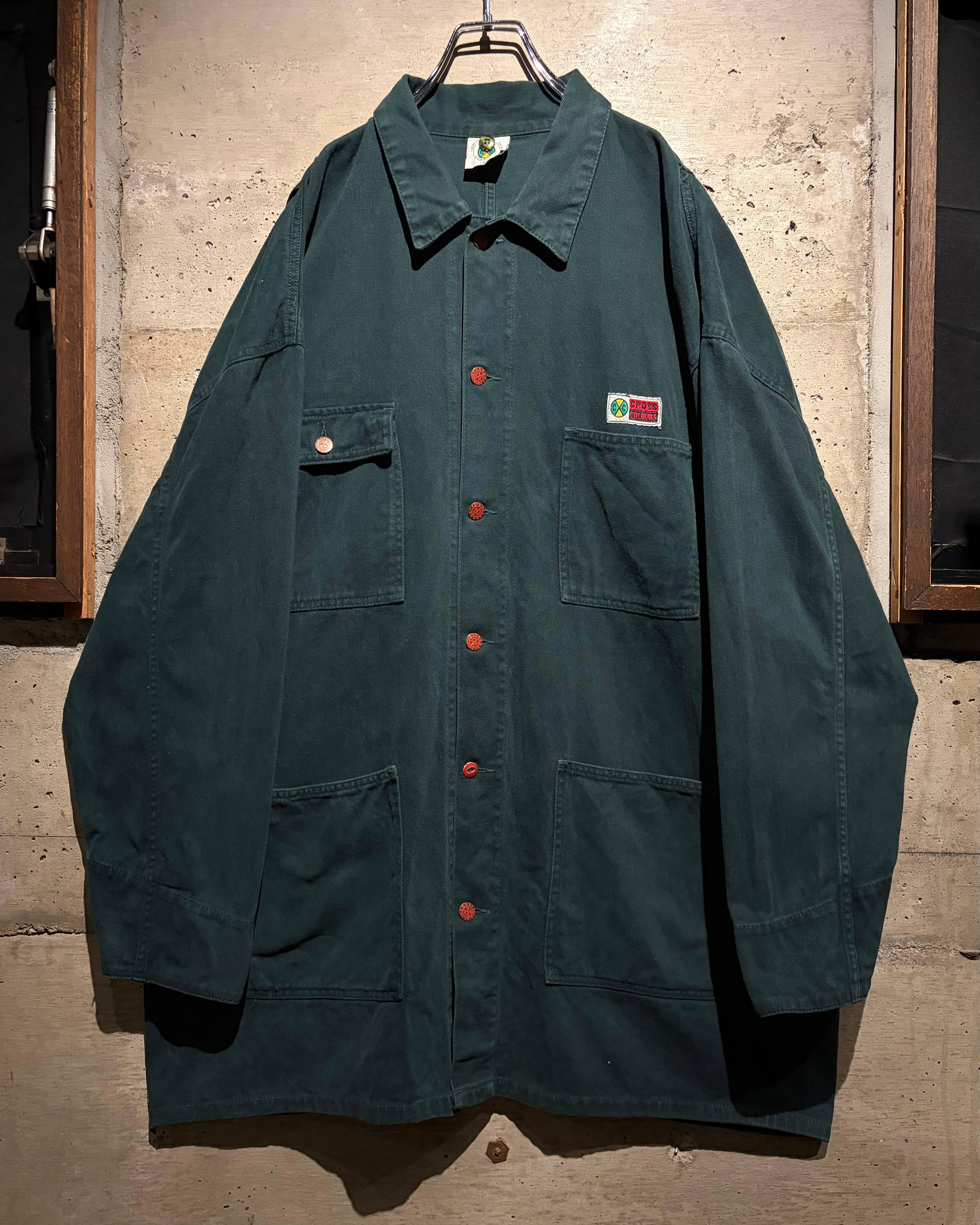 Caka】90's “CROSS COLOURS” Vintage Loose Green Denim