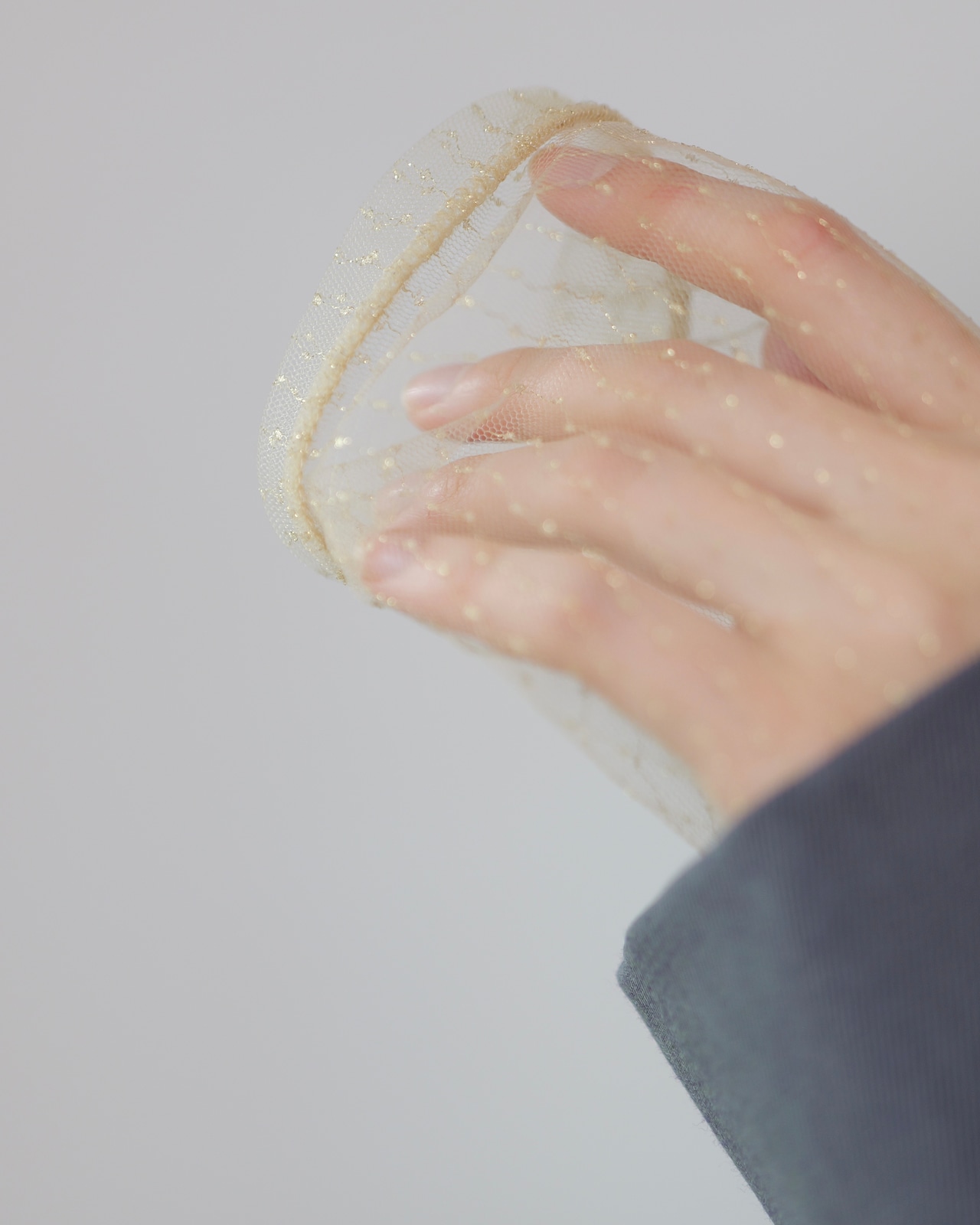 FOURAM - LAME TULLE STRIPE P/O :Gold|ラメチュール/ストライプ/セカンドスキン