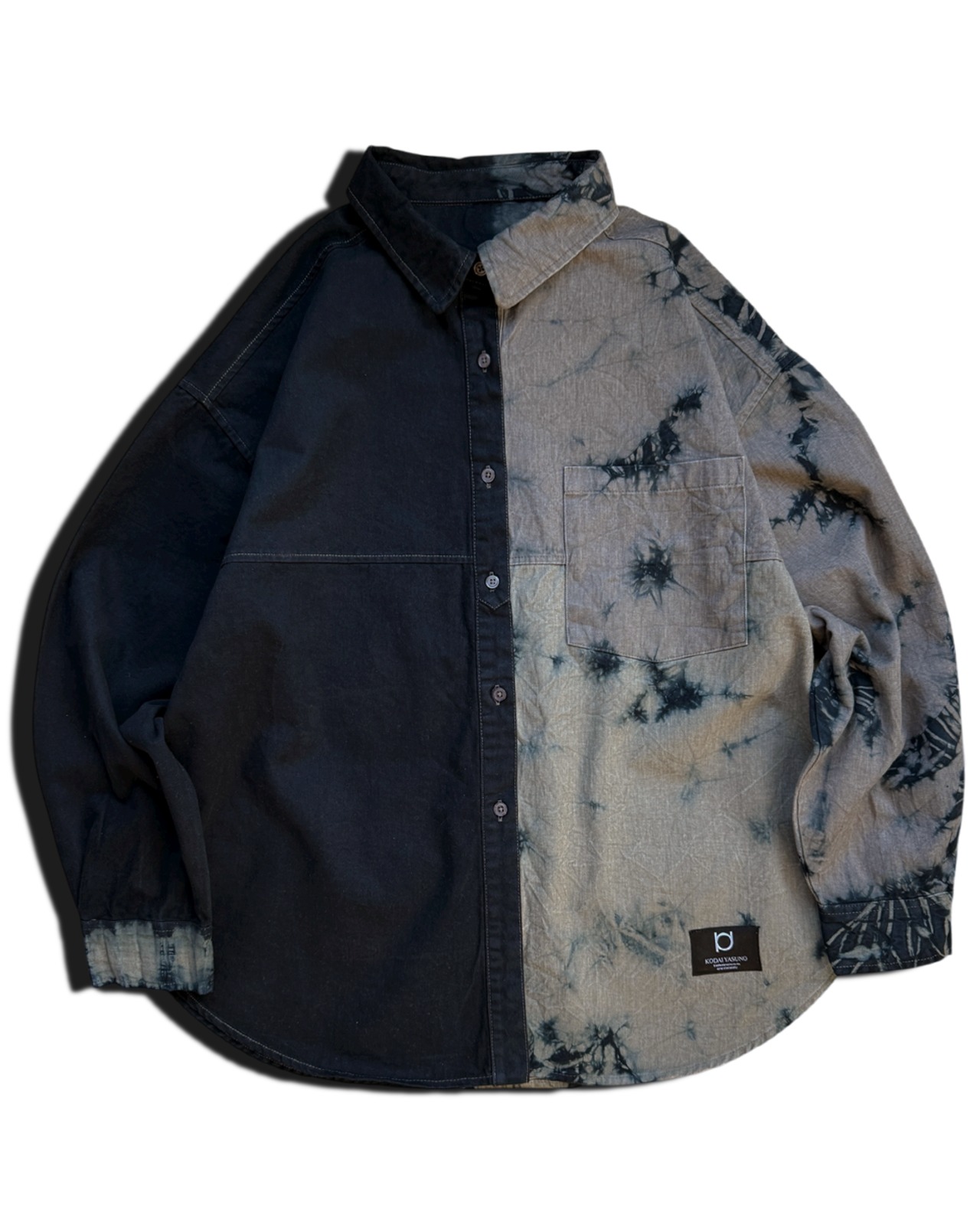 【数量限定販売】黒染め切り返しツイルシャツ　砂漠の日没