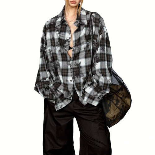 スモークチェックグランジシャツ   R01413