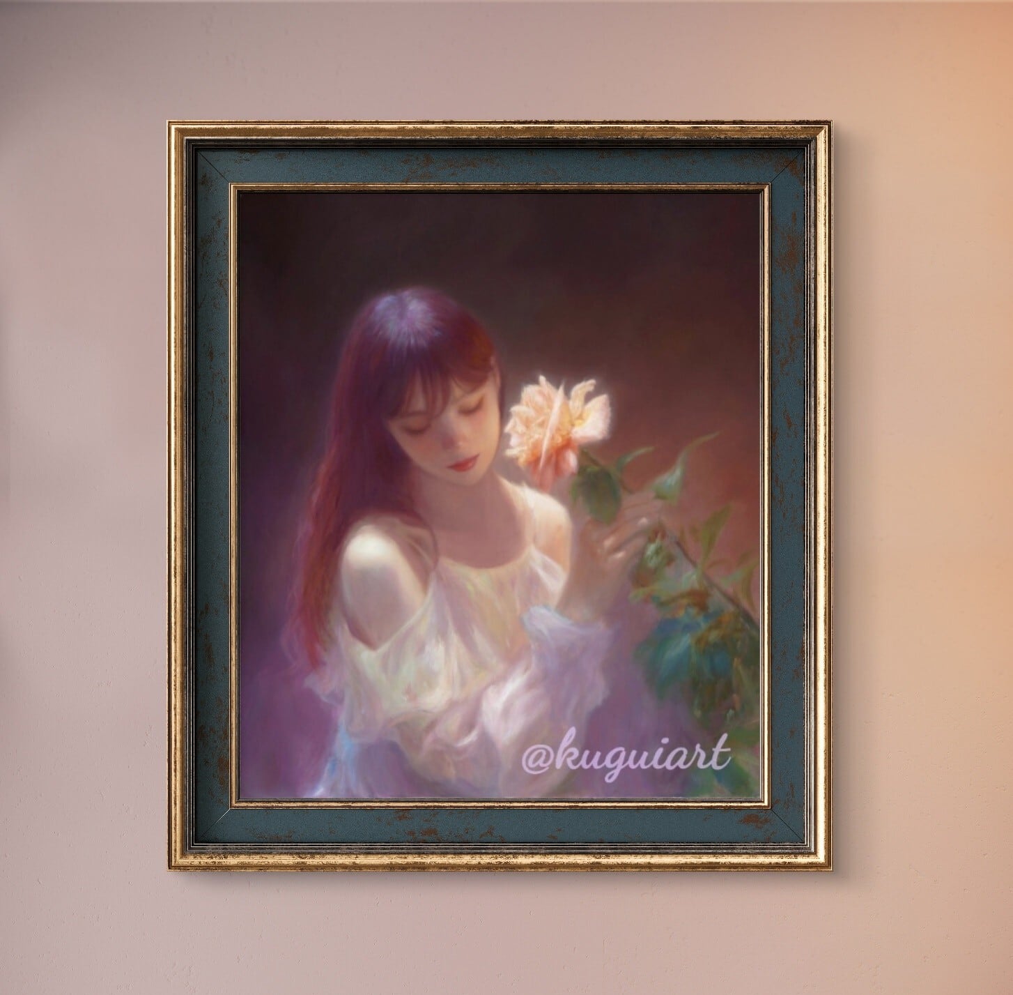油彩画 嫣然たる微笑み | kuguiart