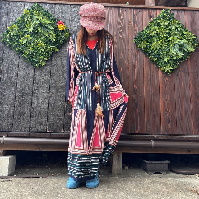 ボヘミアンゆったりワンピース