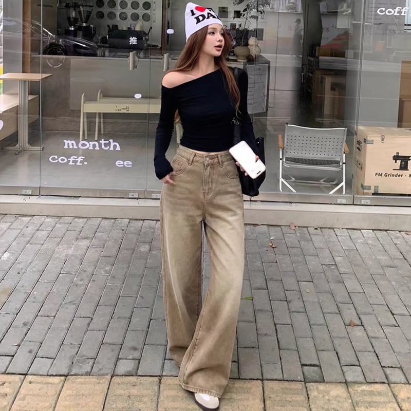 【bottoms】3色展開デニムパンツ Q8048