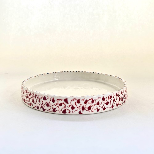 金彩志野赤絵唐草七寸台形皿【榛澤宏】