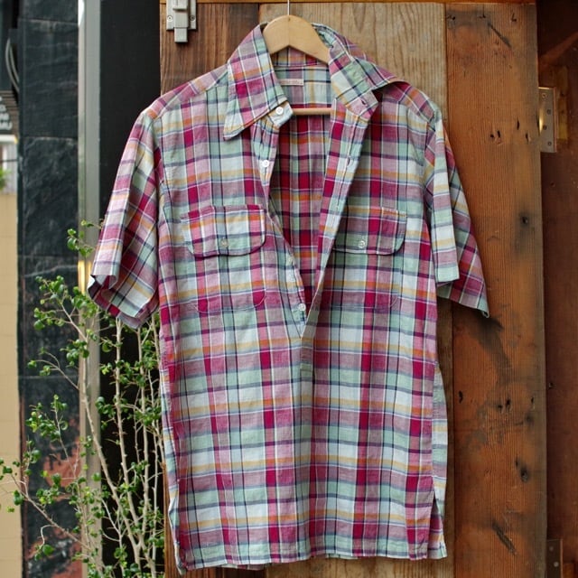 1970s India Cotton Madras Plaid Pull-over Shirt / マドラス