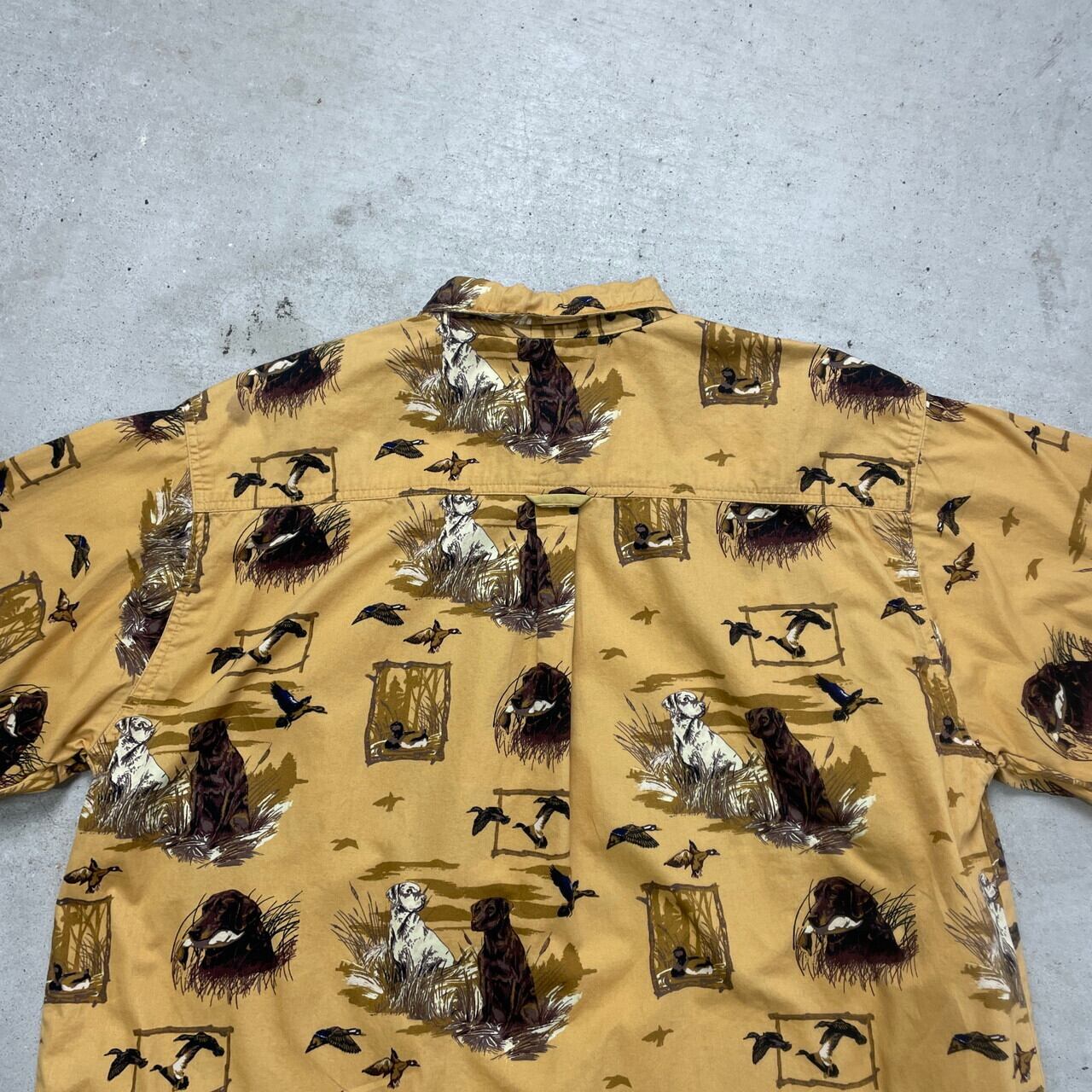 FIELD TESTED by OUTDOORLIFE 総柄 長袖シャツ アニマル イヌ ボタン