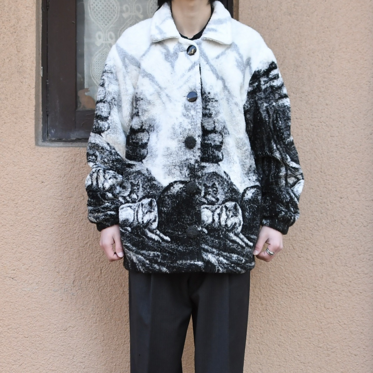 animal pattern fleece jacket