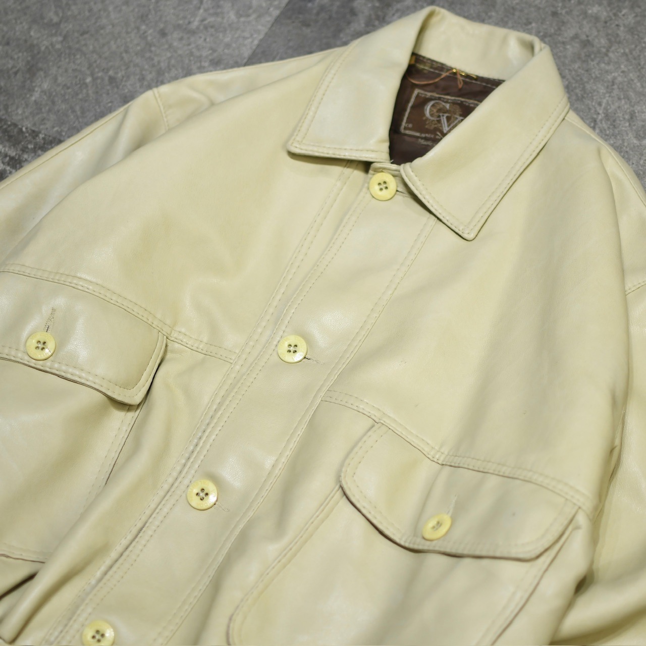 faux leather jacket ivory