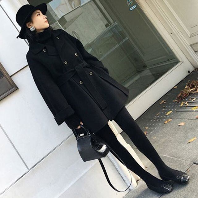 【予約販売】チェスターコート レディース ミディアム丈 ブラック 秋冬 アウター シック ベーシック こなれ感 大人可愛い トレンド XS/S/M/L/XL