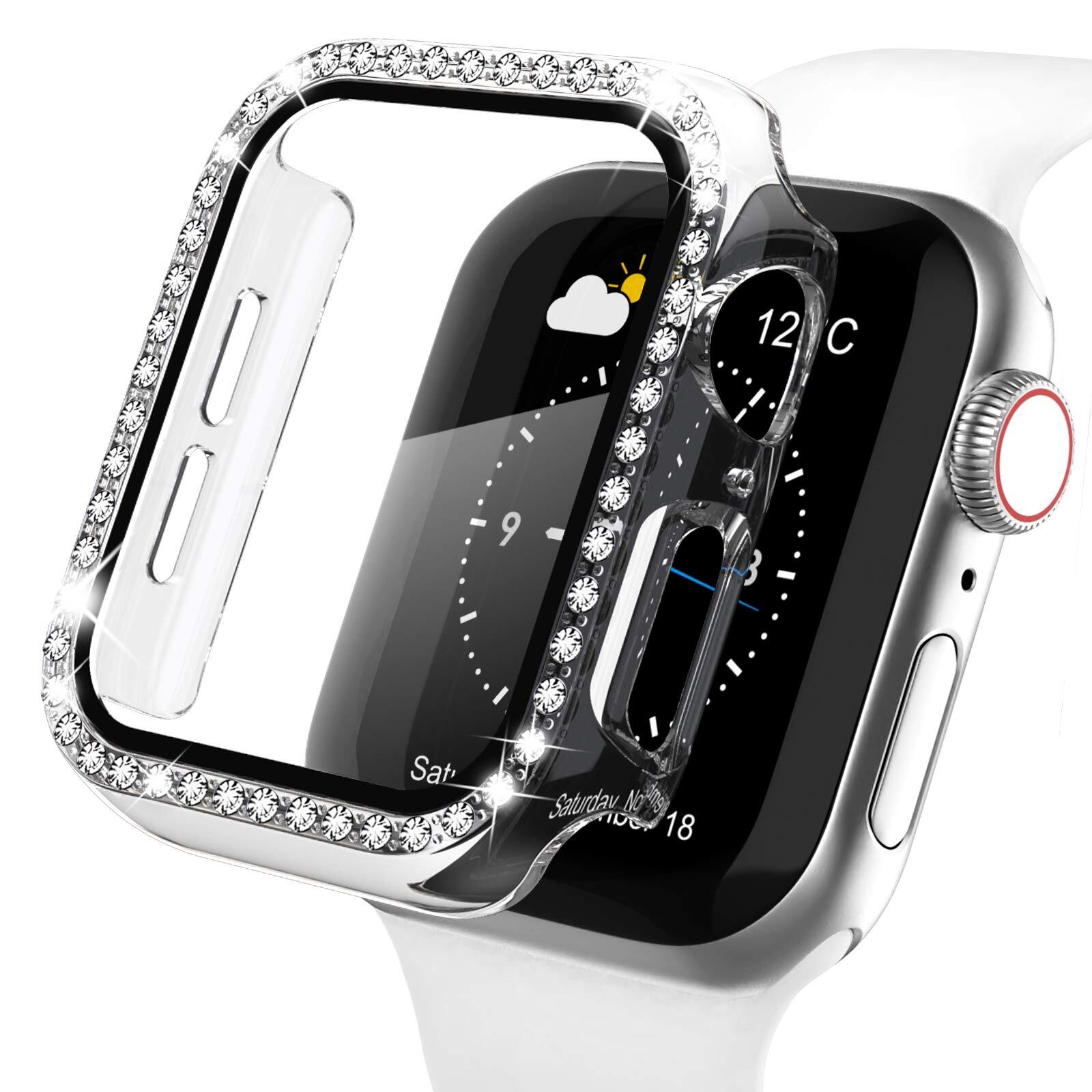 【人気】【キラキラカバー】WASPO コンパチブル iWatchケース 38mm 保護フィルム付き クリスタルダイヤ付き アップルウォッチカバー 女性専用 全面保護ケース(38mm Series 3/2/1クリア)