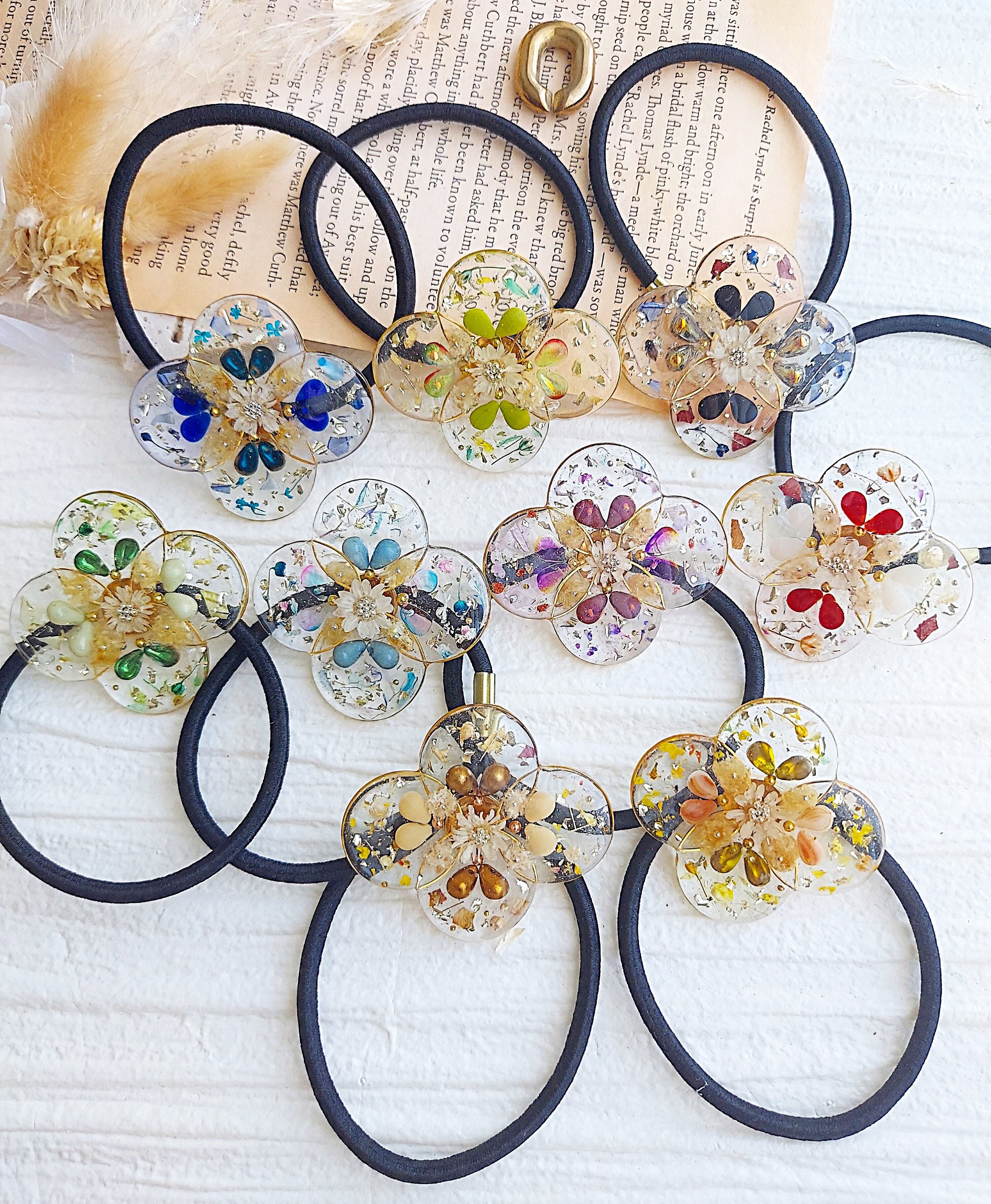 フラワーデザイン ヘアゴム 髪飾り ヘアアクセサリー グリーン | ZELE
